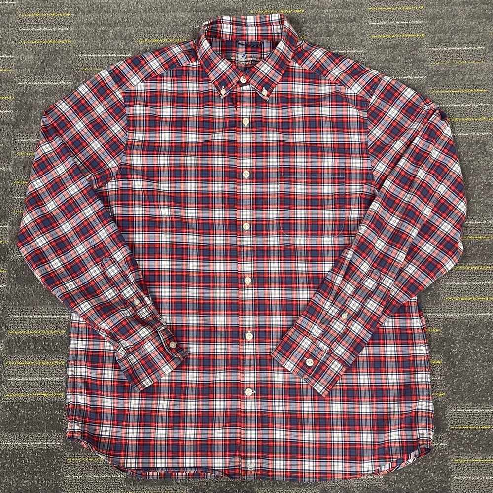 Vineyard Vines On The Go Performance Shirt Mens Large Plaid Button Down OTG Brrr